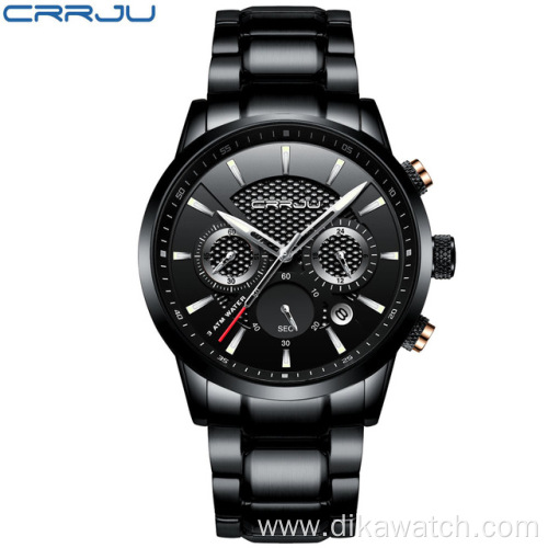 CRRJU Men Watch 30m Waterproof Watch Top Brand Luxury Steel Watch Chronograph Male Clock Saat relojes hombre 2212